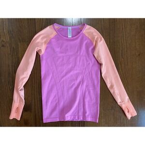 Ivivva Pink & Orange Long Sleeve Top 14 Thumb Holes Lululemon